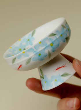 里作陶瓷家用香炉室内插香新中式花影游鱼手绘香插家居客厅熏香炉