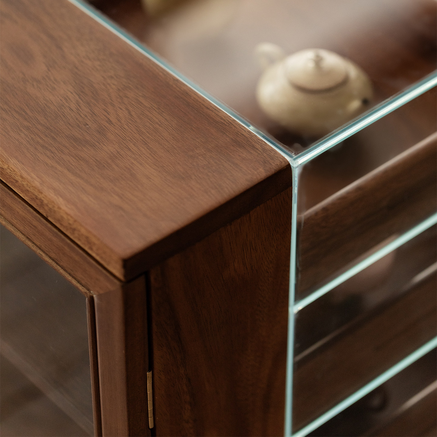 里作中式黑胡桃木储物柜可移动复古风玻璃柜高颜值家用客厅置物柜,淘宝优惠券,粉丝福利购,淘宝优惠卷