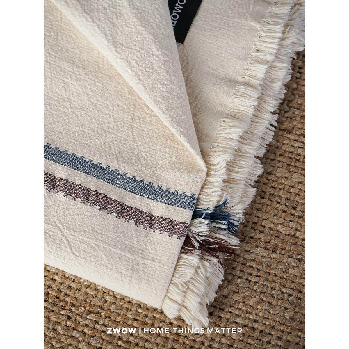 造卧zwow法式中古风高级感肌理色织全棉床盖夏被毯盖毯沙发毯条纹,淘宝优惠券,粉丝福利购,淘宝优惠卷