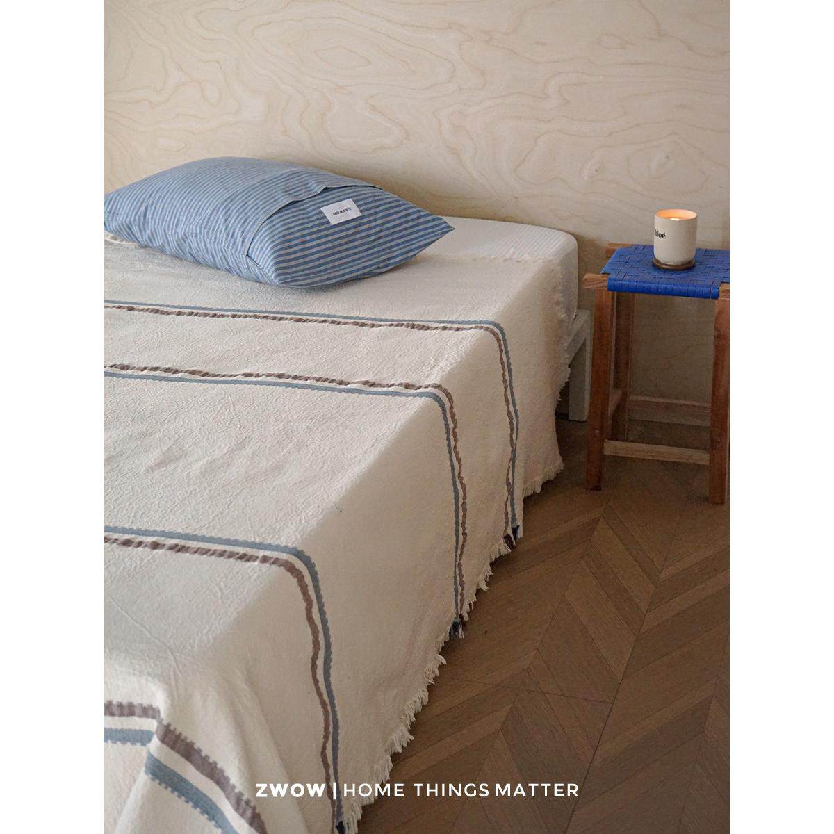 造卧zwow法式中古风高级感肌理色织全棉床盖夏被毯盖毯沙发毯条纹,淘宝优惠券,粉丝福利购,淘宝优惠卷