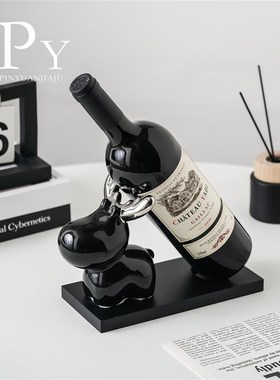 创意陶瓷小鹿红酒架摆件家居装饰品客厅酒柜桌面装饰品送朋友礼物
