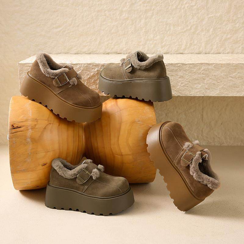 加绒全包厚底勃肯鞋女秋冬2025新款一脚蹬乐福棉鞋35码增高雪地靴,淘宝优惠券,粉丝福利购,淘宝优惠卷