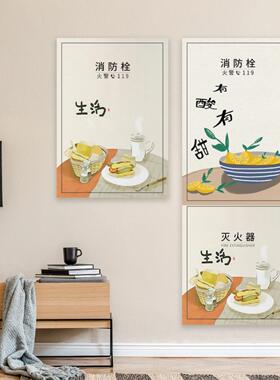 餐饮店饭馆消防栓贴纸画饭堂消火栓箱装饰美化遮挡翻新防水自粘贴