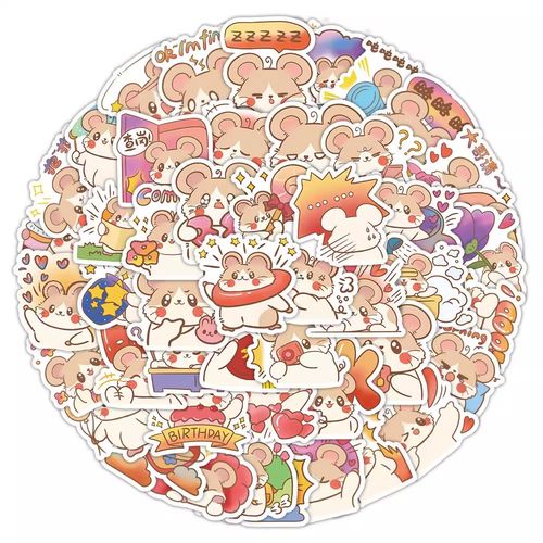 【大图释官方授权】120张卡通淘气鼠贴纸动物可爱ins防水diy手帐装饰手机壳卡通贴纸手账装饰电脑笔记本贴画 - 图3