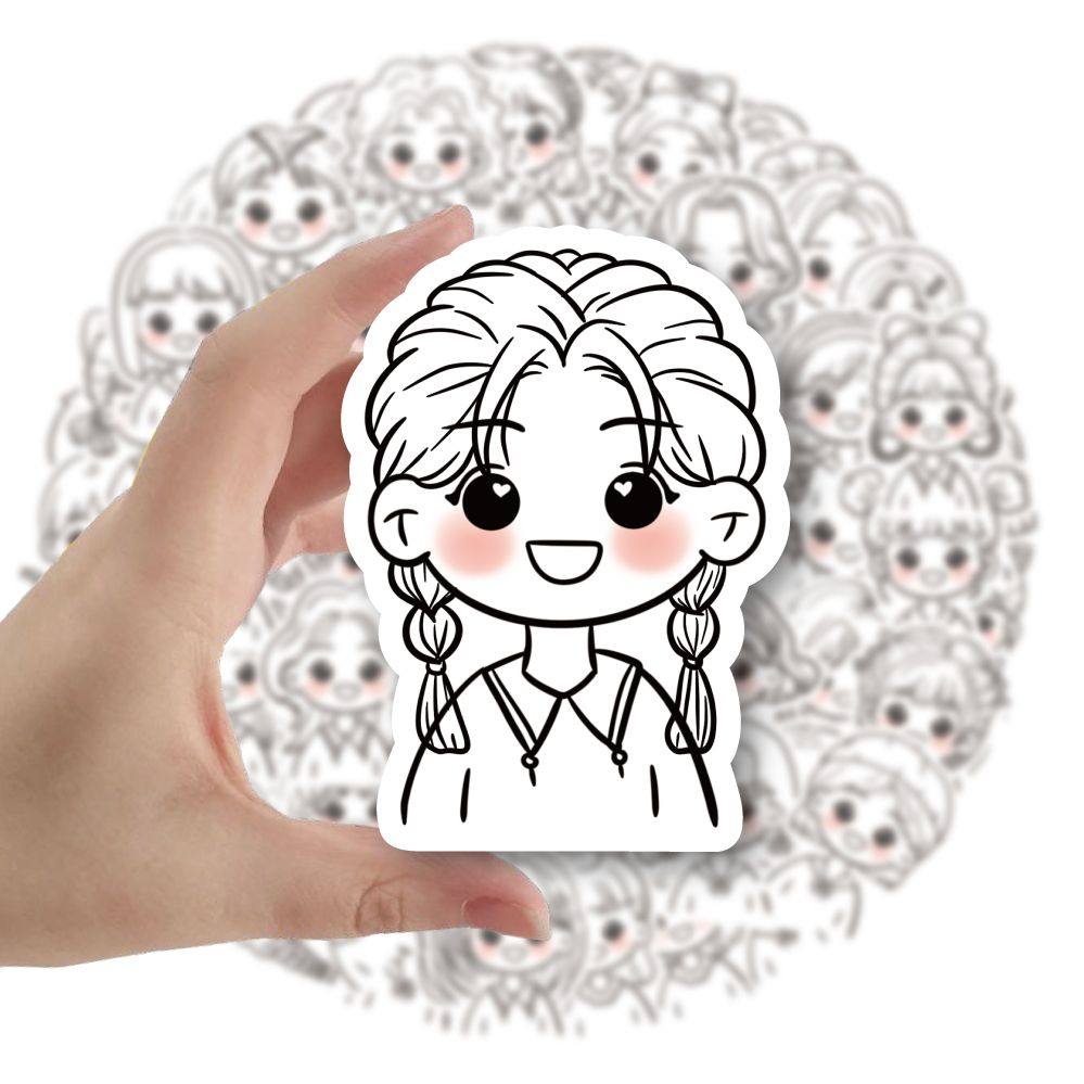【大图释官方授权】120张原创卡通发型小女孩贴纸创意简笔画可爱diy手账贴画防水装饰可爱卡通行李箱手机防水,淘宝优惠券,粉丝福利购,淘宝优惠卷