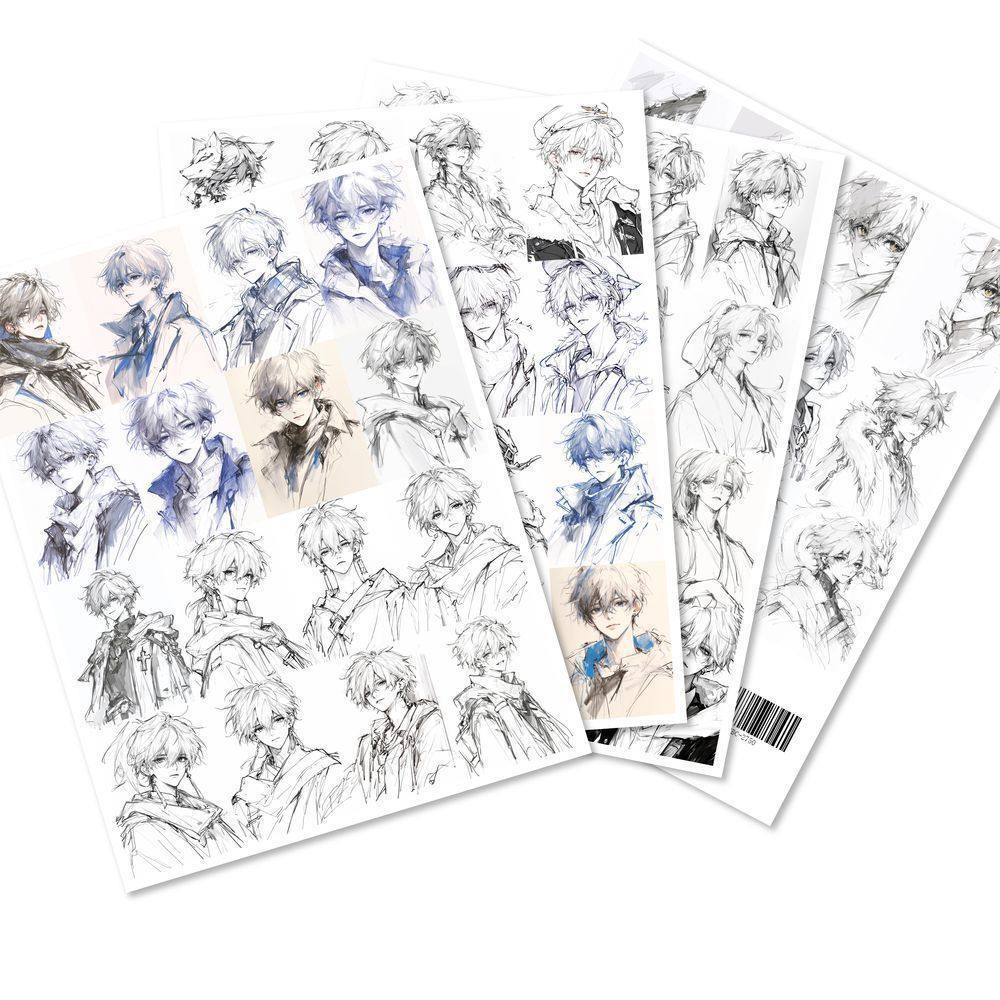 188张男生绘画临摹素材贴纸美术帅气速写练习贴画手机手账diy贴纸,淘宝优惠券,粉丝福利购,淘宝优惠卷