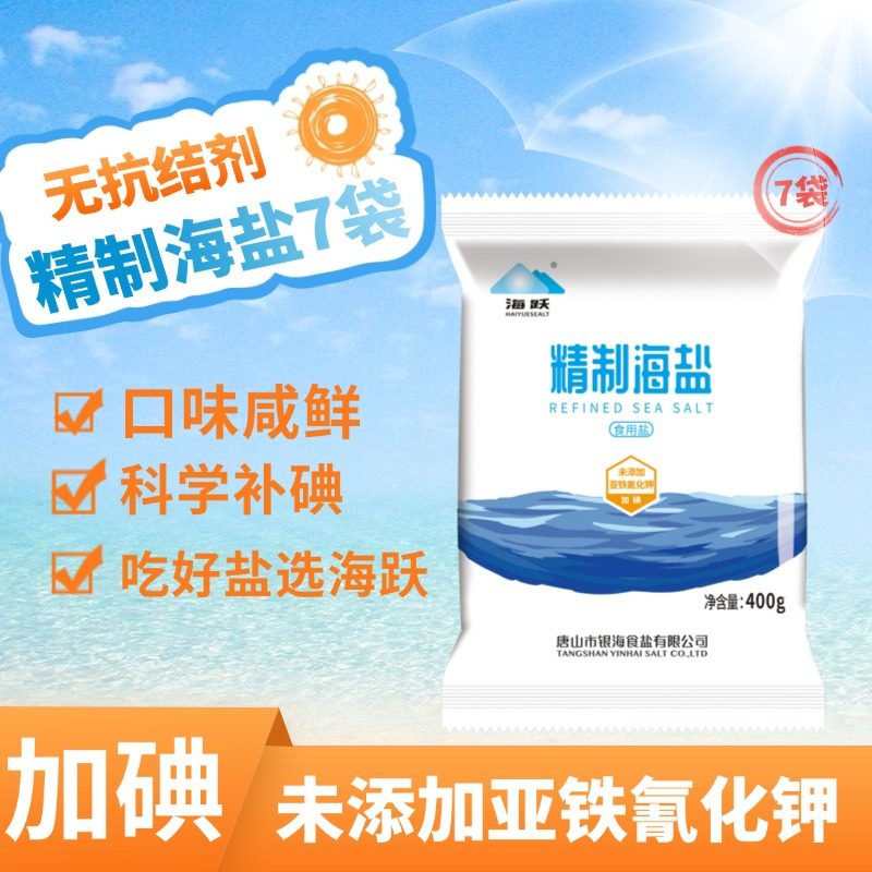 海跃精制海盐400g【加碘】海盐无抗结剂食盐