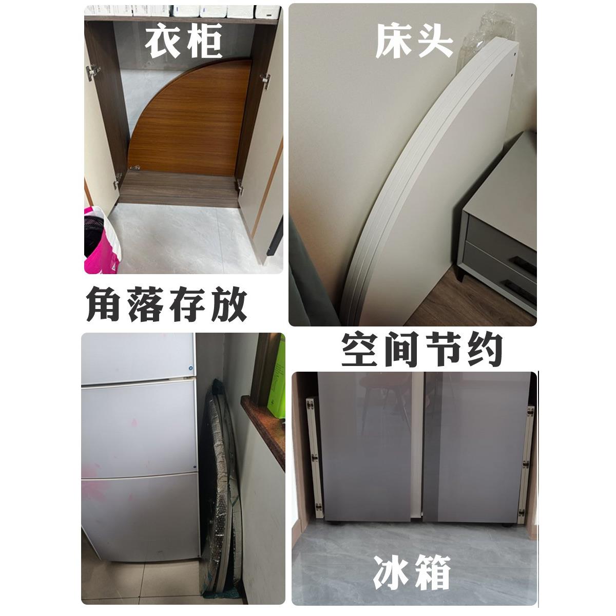 四分可折叠圆桌面4折圆桌台面板餐桌圆形家用大圆桌12/10/14/16人 - 图2