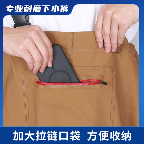 批发下水裤雨裤水鞋连体抓鱼防水裤男女捕鱼半身皮叉涉水裤钓鱼服 - 图0