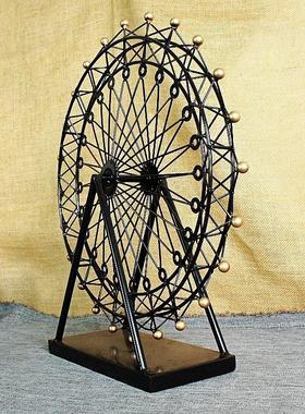 新款上市铁艺摩天轮模型可转动做工细致摩天轮大中小多色可选