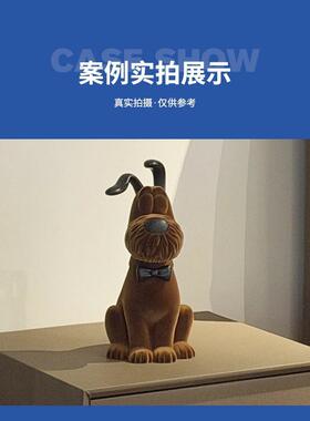 现货树脂植绒材质可爱小狗摆件客厅柜台旺财狗狗公室礼品装饰品