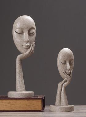 北欧现代简约女人脸模型软装饰家居饰品客厅样板房酒店装饰摆件