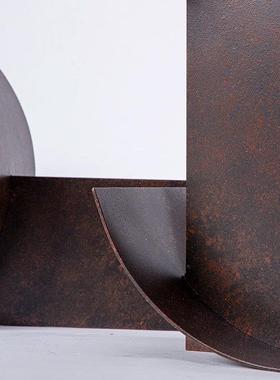 现代创意金属几何拼接造型摆件样板房客厅收纳书房玄关装饰品