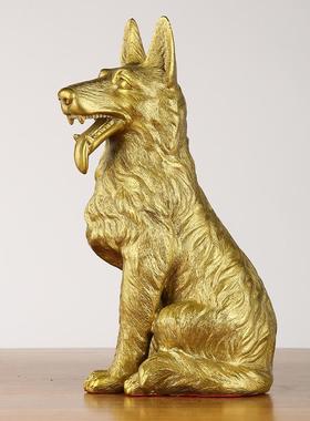 纯铜狼狗摆件客厅吉祥物