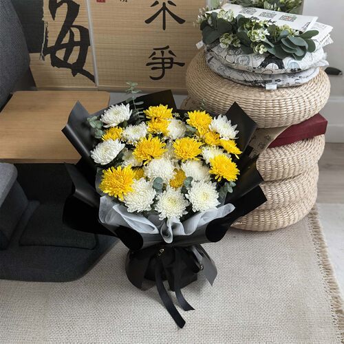 清明节黄白菊混搭花束鲜花速递同城配送祭祀扫墓拜祭北京上海花店 - 图2