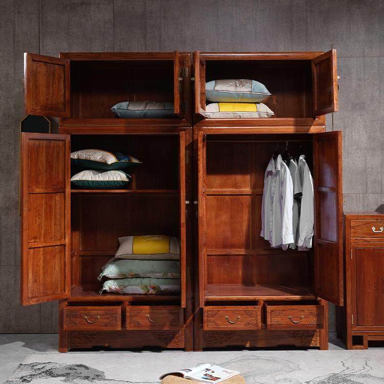 中式雕花卧室大衣柜实木顶箱柜组合家具 4门整装双层柜储物柜彷古,淘宝优惠券,粉丝福利购,淘宝优惠卷