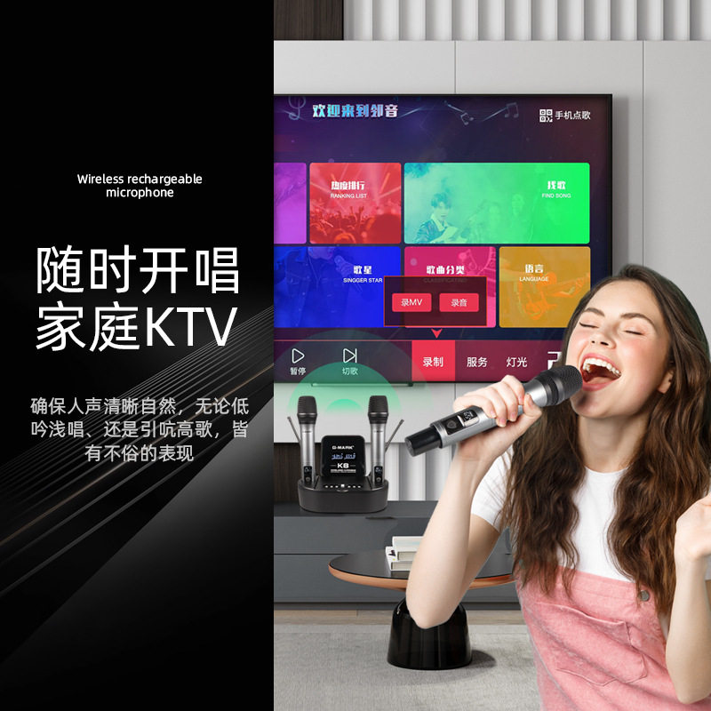 无线一拖二麦克风话筒充电放啸叫家用KTV专业舞台U段调频自动充电,淘宝优惠券,粉丝福利购,淘宝优惠卷
