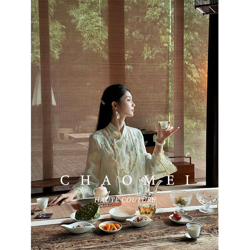 年终特惠【月中仙】新中式真丝绣花长袖外套+醋酸半身裙套装女,淘宝优惠券,粉丝福利购,淘宝优惠卷