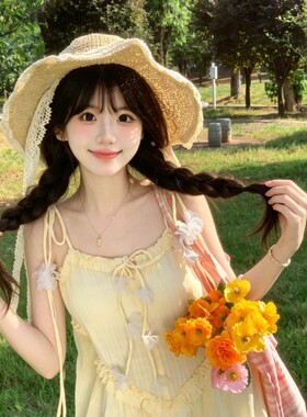 海边遮阳帽度假风蕾丝花边草帽夏季沙滩帽太阳帽子显脸小2026新款