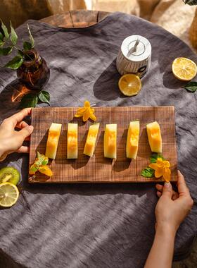 黑胡桃木茶盘托盘复古中式茶道茶具摆放置物盘日式侘寂风茶托杯垫