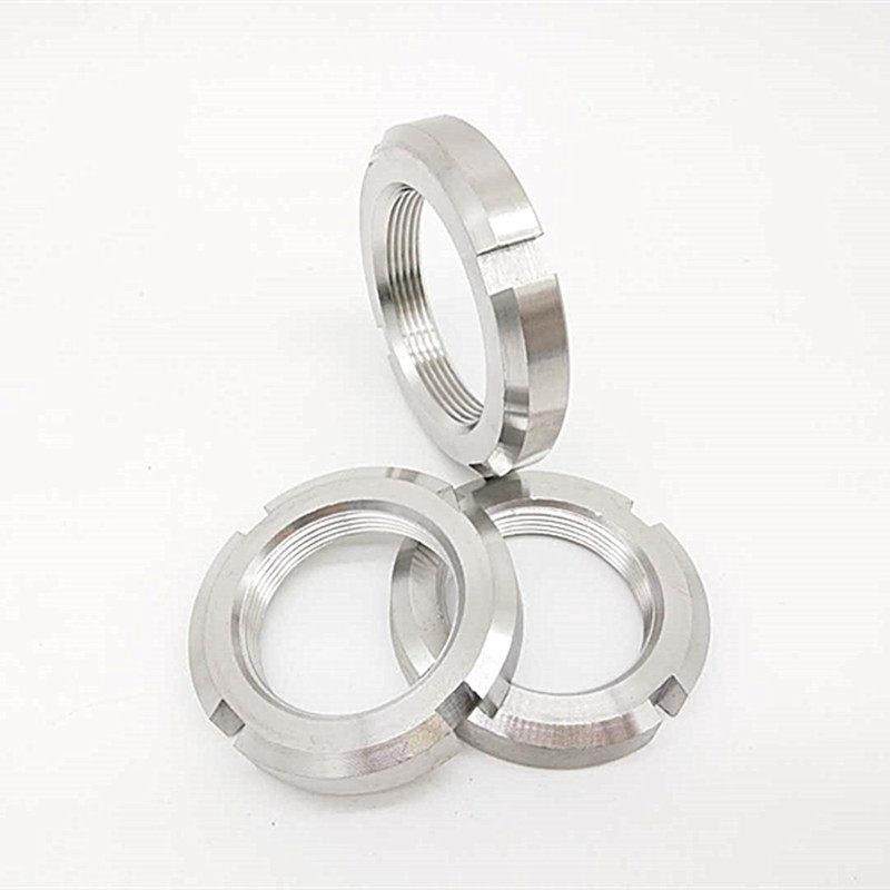 304/316L不锈钢开槽锁紧圆螺母GB812国标止退螺帽四槽并帽反牙 - 图1