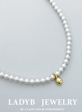 LADYB小米珠小金豆2戴珍珠项链