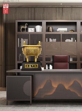 铜鼎摆件黄铜鼎盛千秋办公室开业礼品落地大号四足四方鼎摆件