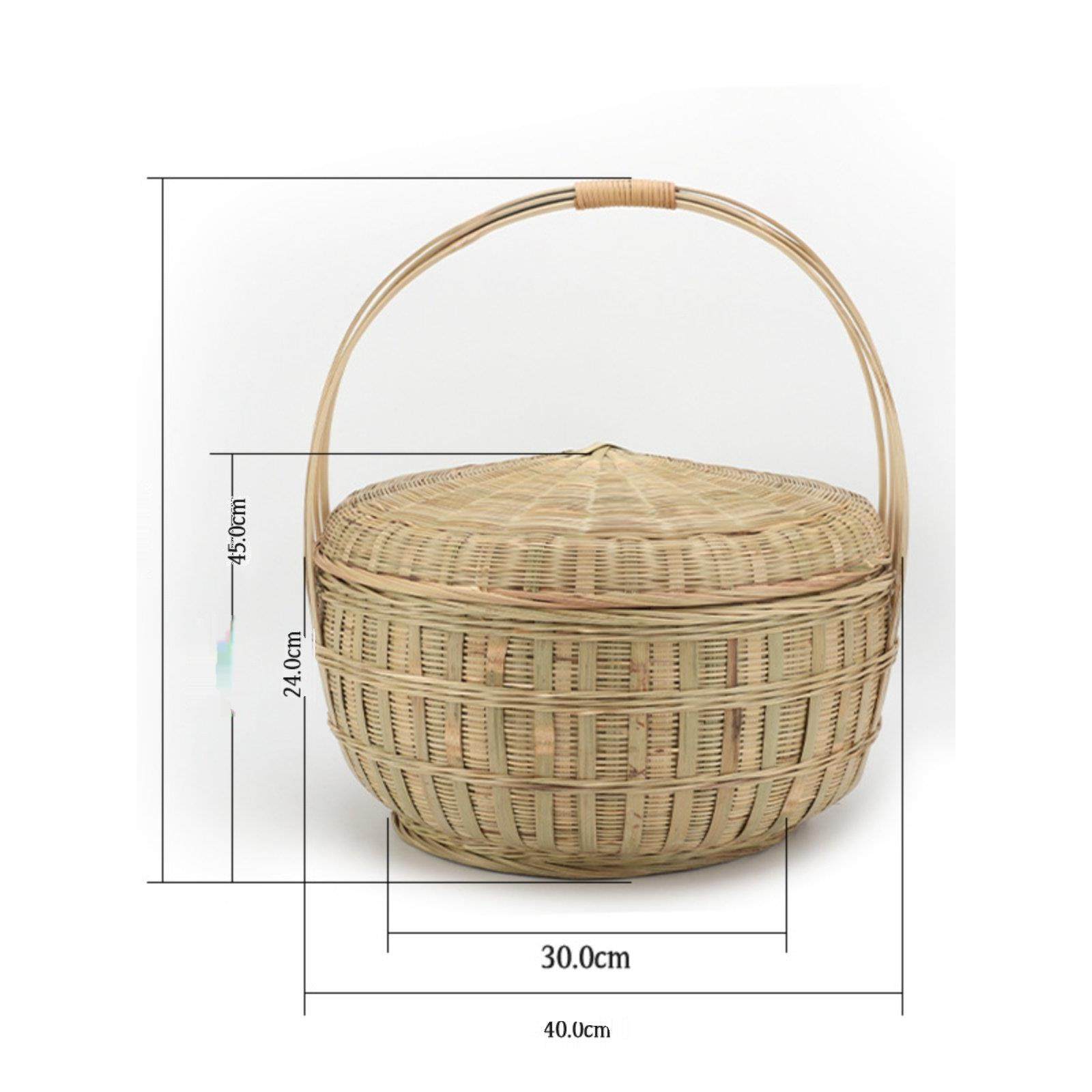 竹制大手篮，覆古圆带盖购物篮，祭祀篮，农用果蔬采摘蛋篮,淘宝优惠券,粉丝福利购,淘宝优惠卷