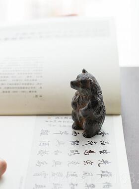 正品日本原装进口小熊书铸铁桌文镇摆件南部铁器面镇节纸镇祝福日