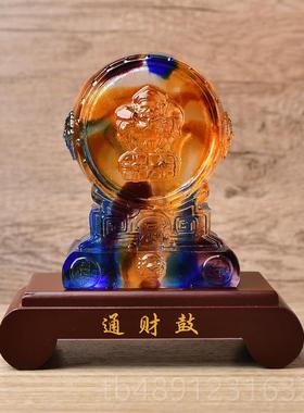 正品通财鼓古物法琉璃摆件025蛇年2吉祥财斗锦饰鲤客厅办公室装品