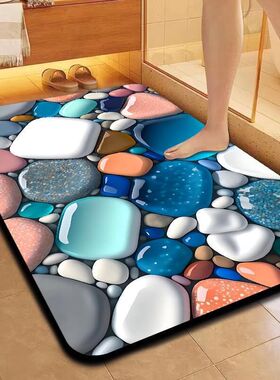 田园风3D浴室地垫家用易打理吸水速干硅藻泥地垫室内耐脏防滑脚垫