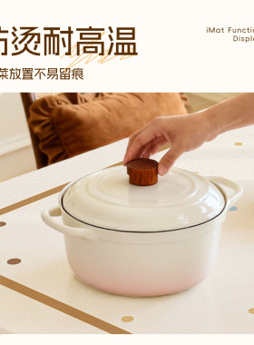 卡通圆形皮革桌垫免洗防水防油餐厅圆桌保护垫现代简约茶几桌布