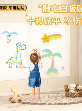 静电吸附无痕白板墙贴可擦写不伤墙涂鸦画画写字板贴纸