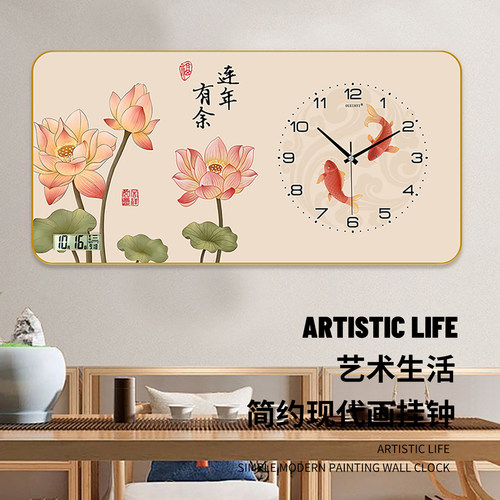餐厅装饰画日历表时钟现代轻奢钟表挂钟客厅家用时尚万年历电子钟 - 图3