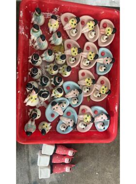 手工沙发小人香插小摆件手捏猫咪花插手绘高温陶瓷花插摆设品送礼