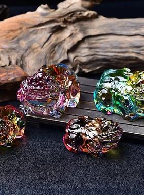 琳琅水晶招财貔貅黄色琉璃摆件家居办公室装饰纳福开业乔迁吉祥物