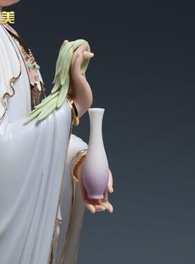 微美陶瓷高档彩绘立龙观音菩萨像乘龙骑龙御龙摆件供奉站像家居