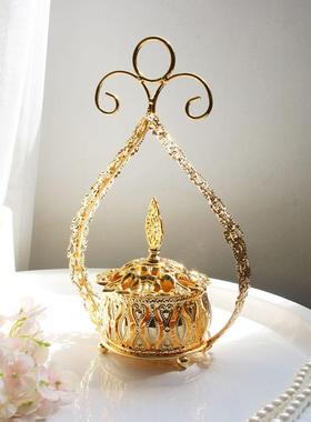 金色香炉摩洛哥风格铁艺金属熏香炉摆件家居饰品装饰古典玄关饰品