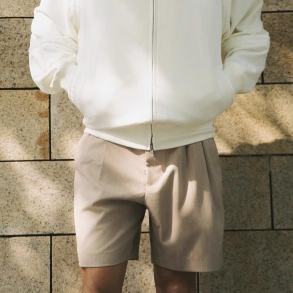 Azure Hues 卡其色条纹休闲西装短裤男士度假老钱风五分裤子薄款,淘宝优惠券,粉丝福利购,淘宝优惠卷