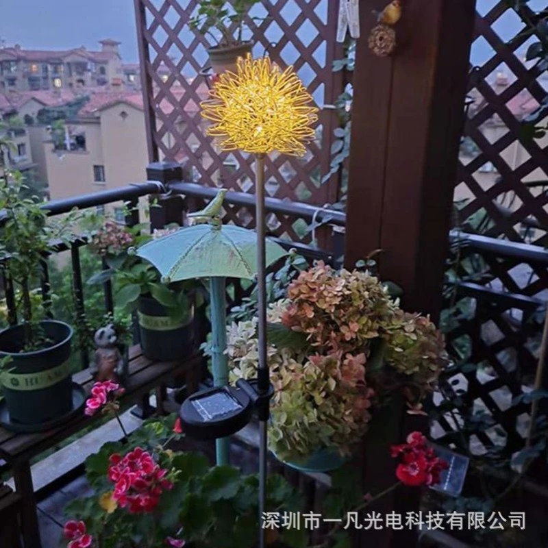 现货 太阳能led铝丝球蒲公英造型灯户外庭院花园装饰氛围插地装饰 - 图2