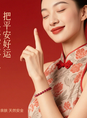 金六福朱砂玛瑙五路财神转运手串