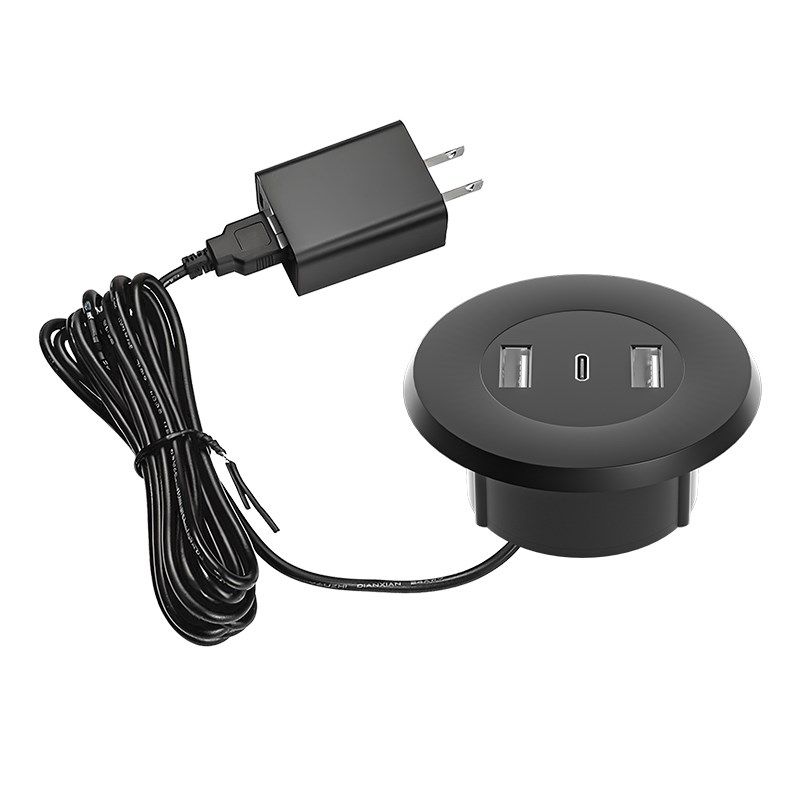 嵌入式USB插座隐藏式暗转桌面沙发床头柜G圆形充电器TypeC快充接,淘宝优惠券,粉丝福利购,淘宝优惠卷