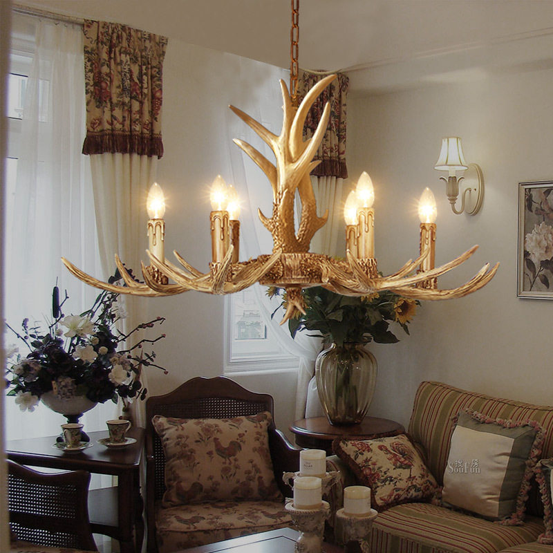 鹿角吊灯网咖个性复古北欧风美发理发店专用灯发廊led灯具饰超亮,淘宝优惠券,粉丝福利购,淘宝优惠卷