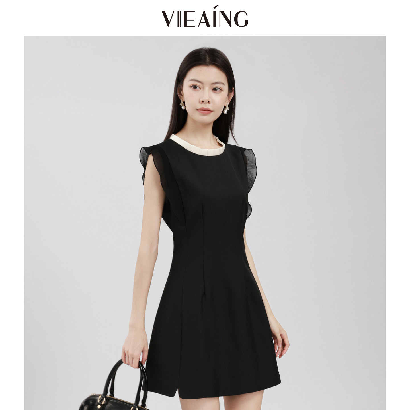 VIEA.ING薇迎商场同款黑色无袖连衣裙女2026夏季新款收腰裙子短裙 薇迎实拍商品图