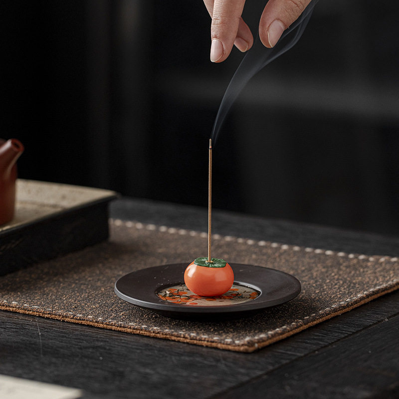 创意柿柿如意线香插 茶宠家用熏香座沉香檀香 松塔香托盘好柿发生,淘宝优惠券,粉丝福利购,淘宝优惠卷