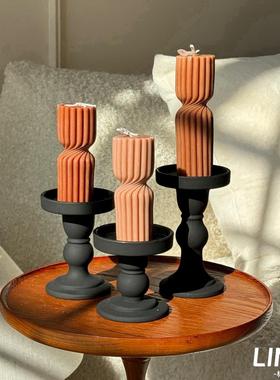 香薰蜡烛小众高级卧室淡香烛台家用持久香氛家居装饰摆件拍照道具