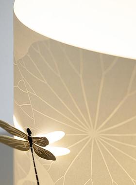 马鹿蜻蜓氛围灯卧室床头柜装饰品摆件小夜灯新中式睡眠灯实木极简