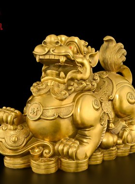 铜貔貅摆件一对大号入户皮丘铜制貔恘客厅招办公室商铺财开业礼品