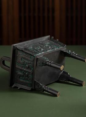 铜鼎摆件 复古仿古青铜器客厅酒柜中式家居摆设乔迁新居开业礼品