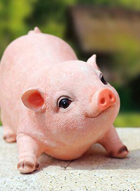 花园庭院 猪摆件家居装饰树脂小动物仿真可爱小猪雕塑 招财工艺品